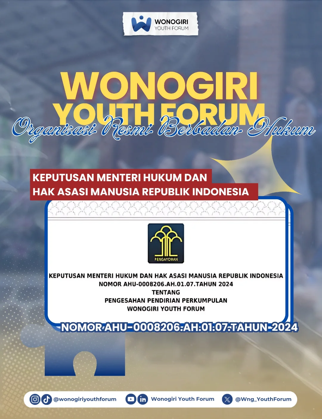 WONOGIRI YOUTH FORUM: ORGANISASI RESMI BERBADAN HUKUM