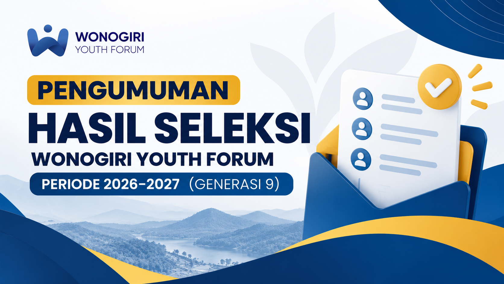 PENGUMUMAN HASIL SELEKSI WONOGIRI YOUTH FORUM GENERASI 9